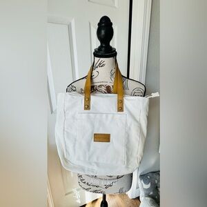 White and Tan Tote Bag